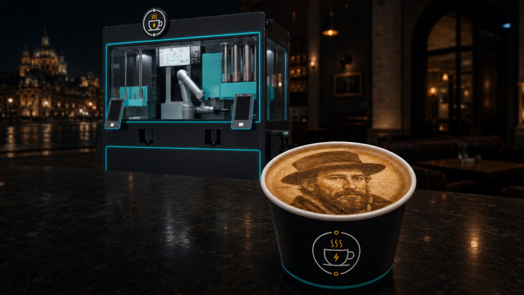 Personalized coffee art created as part of the Barsky IoT Coffee experience