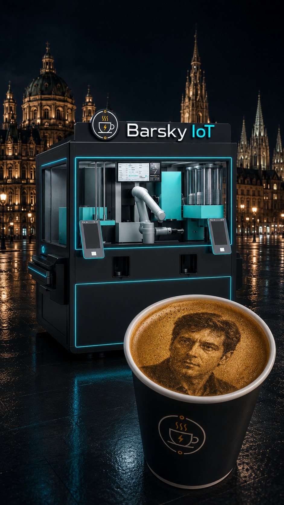 Personalized coffee art created as part of the Barsky IoT Coffee experience